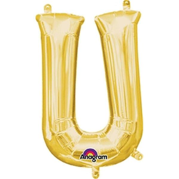 Anagram 16 in. Letter U Gold Supershape Foil Balloon 78500